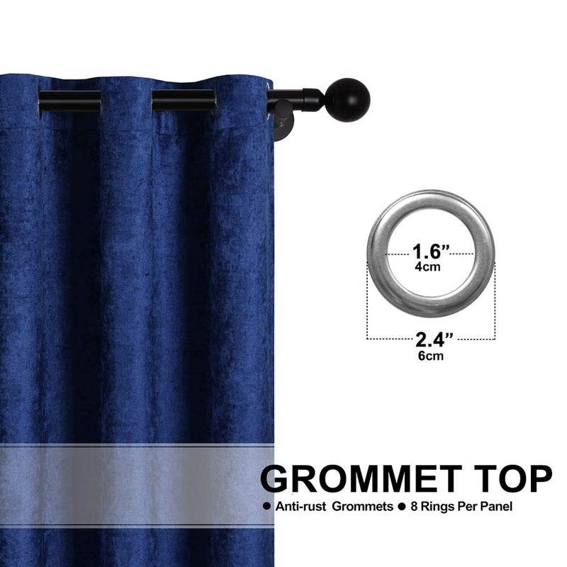 ELKCA Double-Sided Chenille Curtains for Living Room Luxury Room Royal Blue Curtains for Bedroom,Grommet Top (Royal Blue, 52" W x 96" L, 2 Panels) - Image 2